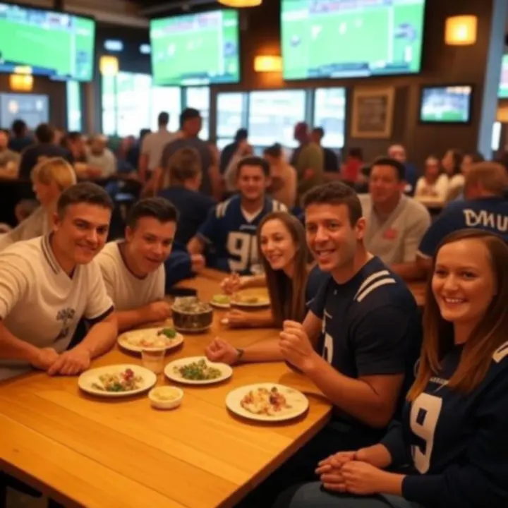 Stolik pełen przekąsek barowych i burgerów w czasie oglądania meczu w GentlemenBarClub.