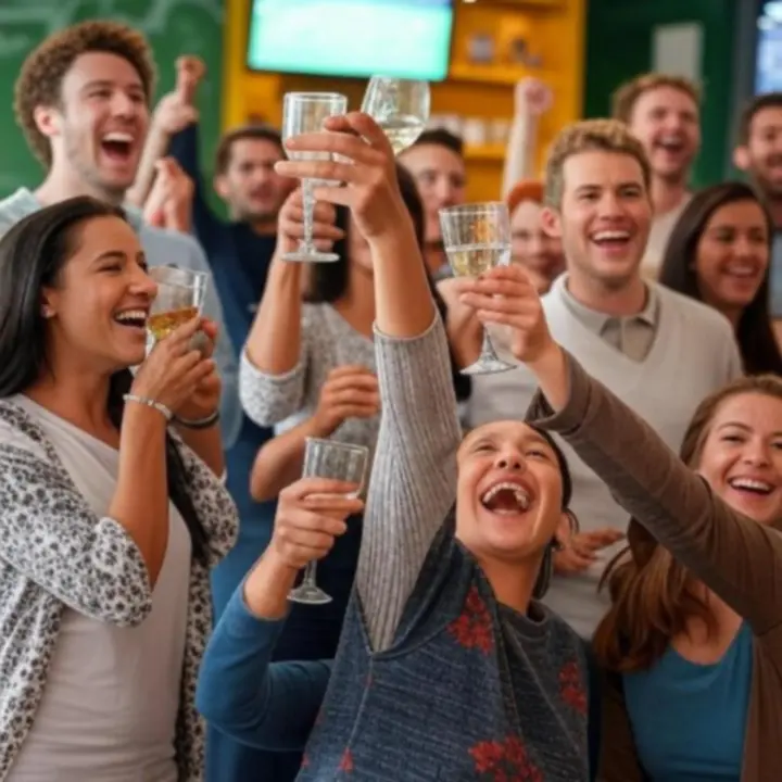 Uśmiechnięci goście GentlemenBarClub kibicujący podczas meczu