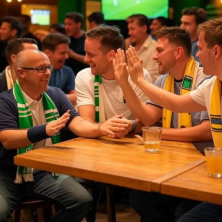 Kibice świętujący bramkę podczas transmisji meczu w GentlemenBarClub